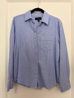 Banana Republic Sky Blue Cotton-Linen Button-Down Shirt
